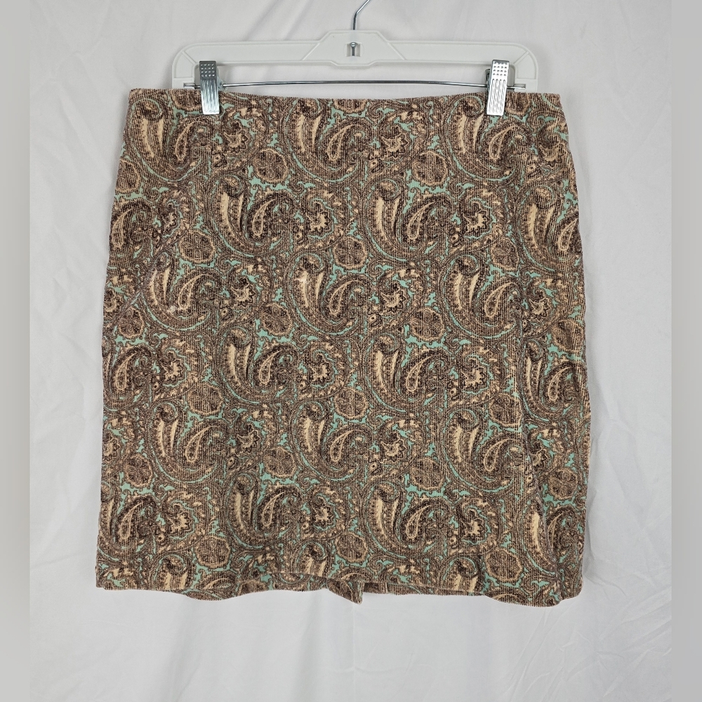 Jones New York Signature Paisley Corduroy Y2K Grunge Pencil Skirt sz 12